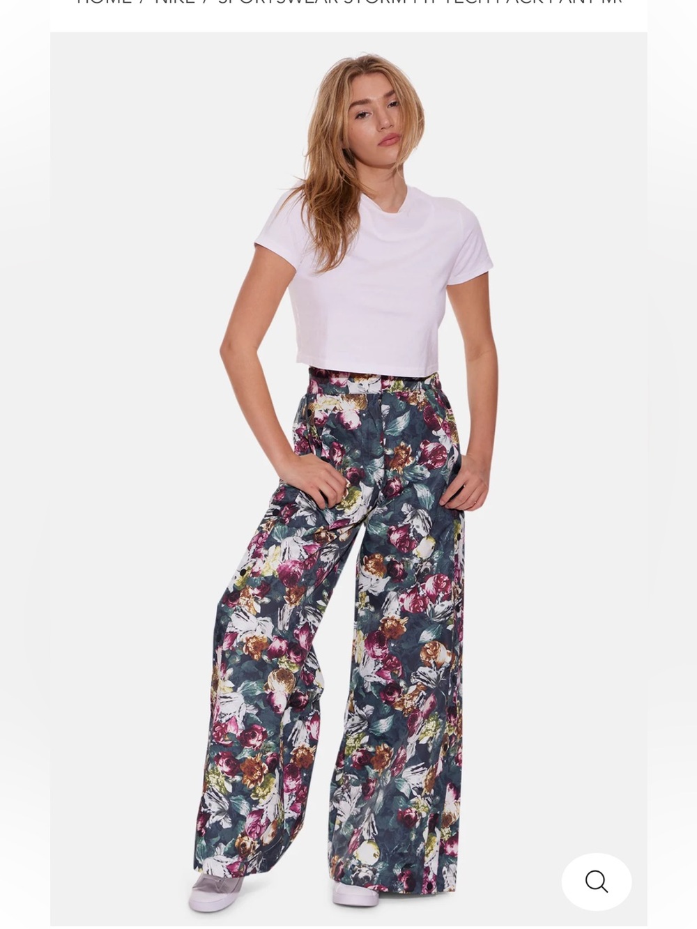 Nike Floral Wide-Leg Pants - Navy, Burgundy & Green
